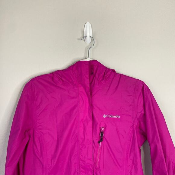 COLUMBIA Omni-Tech Waterproof Jacket Fuschia Pink Size Small Hooded Rain - Picture 3 of 9